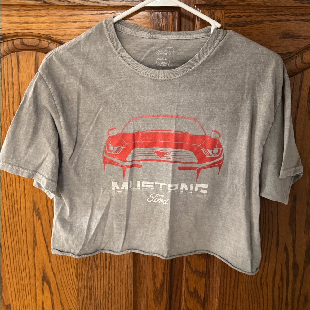 Ford Gray and Red Mustang Tee Short Sleeve